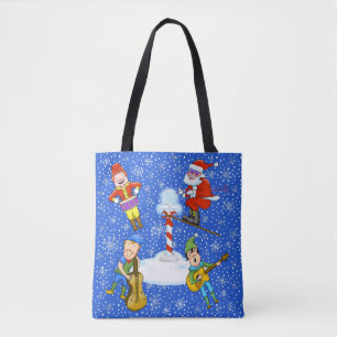 Musician Elves with Santa Christmas Tote Bag