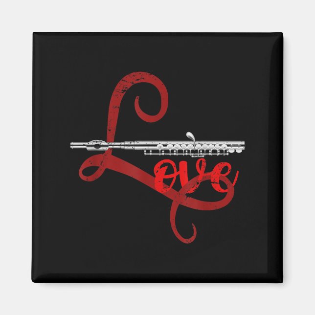 Musician Flutist Valentines Day Gift Orchestra Flu Magnet (Front)