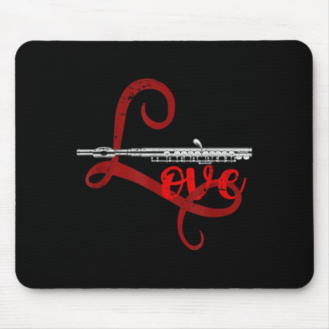 Musician Flutist Valentines Day Gift Orchestra Flu Mouse Pad (Front)