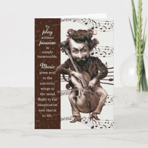 Musician Funny Cello Caricature Birthday Card