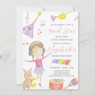 Musician Girl Birthday Invitation