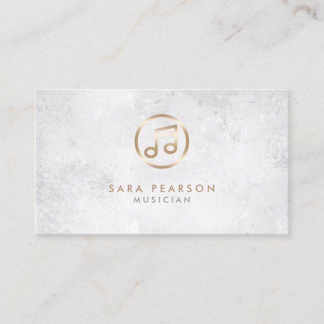Musician Gold Music Note Icon Business Card (Front)