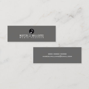 musician grey business card with music note