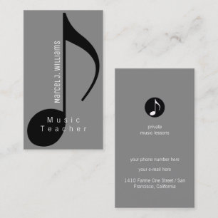 musician grey business card with musical note