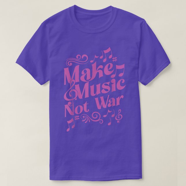 Musician Guitar & Drummer Make Music Not War 2000 T-Shirt (Design Front)
