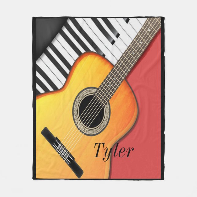 Musician, Guitar, Keyboard, Custom Fleece Blanket (Front)