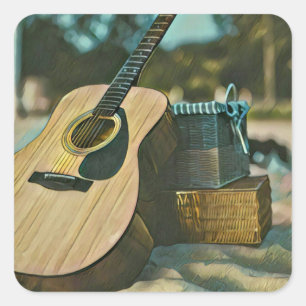 musician guitar lovers gift square sticker