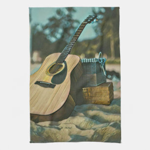 musician guitar lovers gift tea towel