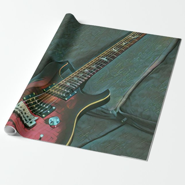 musician guitar lovers gift wrapping paper (Unrolled)