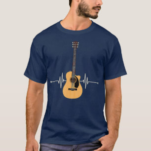 Musician Guitarist Heartbeat Gift Musical Guitar T-Shirt
