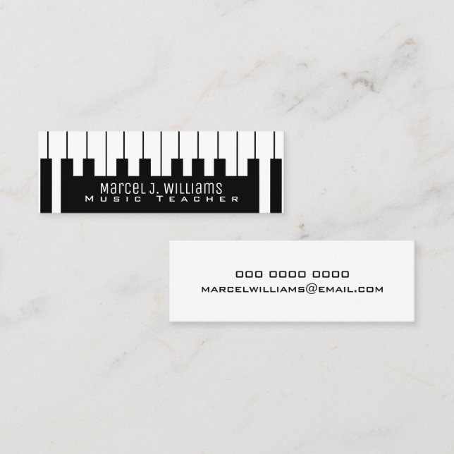 Musician Keyboard / Piano-Keys Music Teacher Mini Business Card (Front/Back)