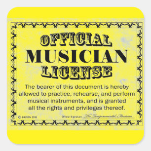 Musician License Square Sticker