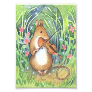 Musician Mouse Viola Cute Illustration Photo Print