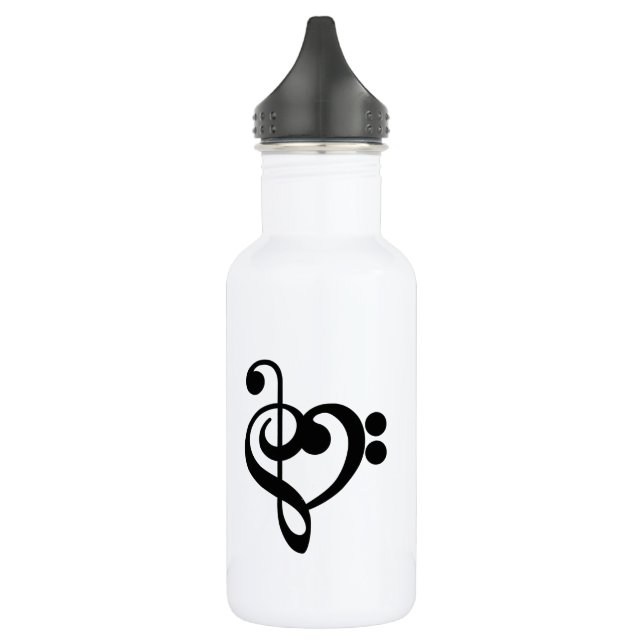 Musician Music Heart - Treble Bass Clef 532 Ml Water Bottle (Left)