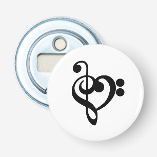 Musician Music Heart - Treble Bass Clef Bottle Opener