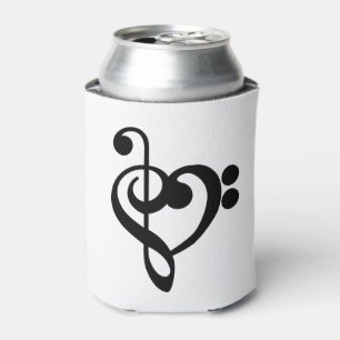 Musician Music Heart - Treble Bass Clef Can Cooler