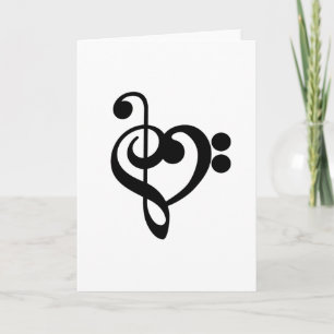 Musician Music Heart - Treble Bass Clef Card