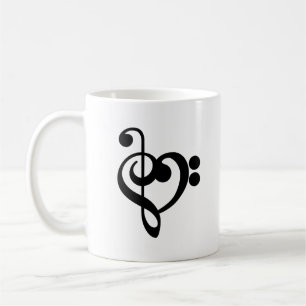Musician Music Heart - Treble Bass Clef Coffee Mug