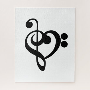 Musician Music Heart - Treble Bass Clef Jigsaw Puzzle