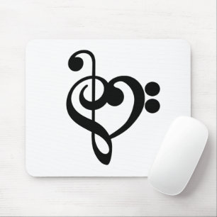 Musician Music Heart - Treble Bass Clef Mouse Pad