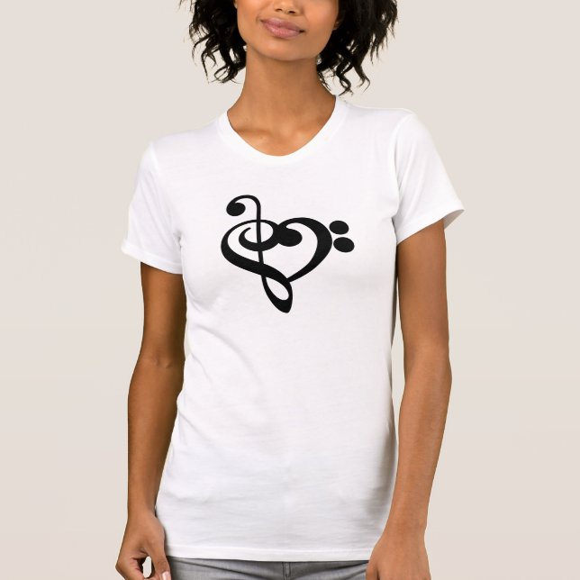 Musician Music Heart - Treble Bass Clef T-Shirt (Front)