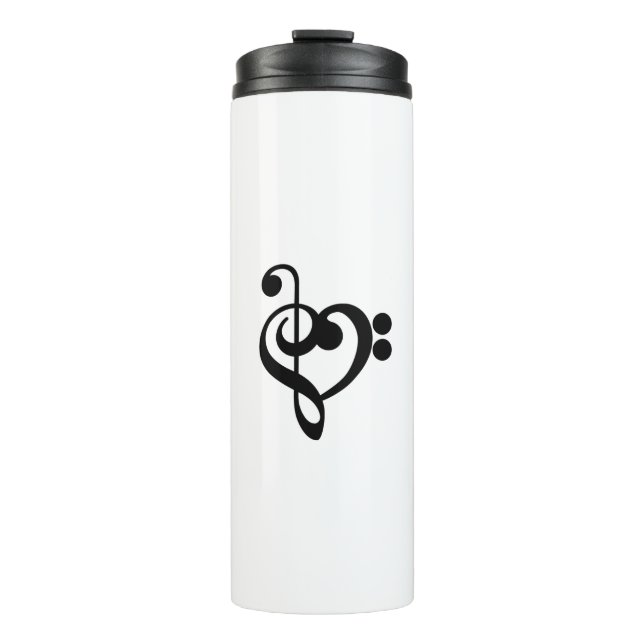 Musician Music Heart - Treble Bass Clef Thermal Tumbler (Front)
