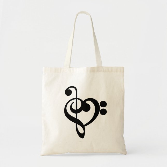 Musician Music Heart - Treble Bass Clef Tote Bag (Front)