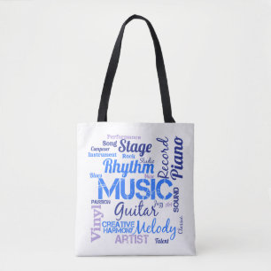 Musician Music Lover Word Cloud Tote Bag