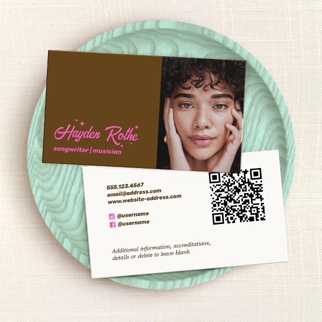  Musician Music  Songwriter Photo QR Code Business Card (Creator Uploaded)