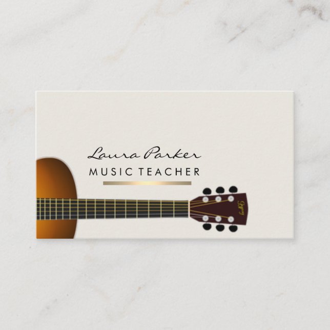 Musician Music Teacher Guitar instrument Gold Business Card (Front)