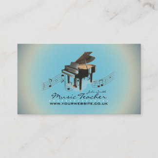 Musician/Music Teacher (Piano 1) Blue BG Business Card