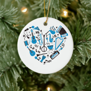 Musician Musical Instrument Heart Tool Ceramic Ornament