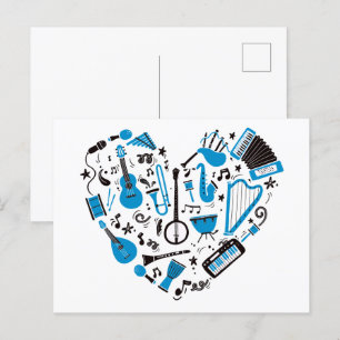 Musician Musical Instrument Heart Tool Postcard