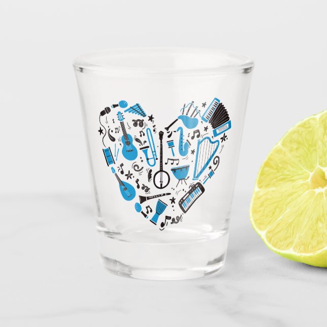 Musician Musical Instrument Heart Tool Shot Glass (Front)