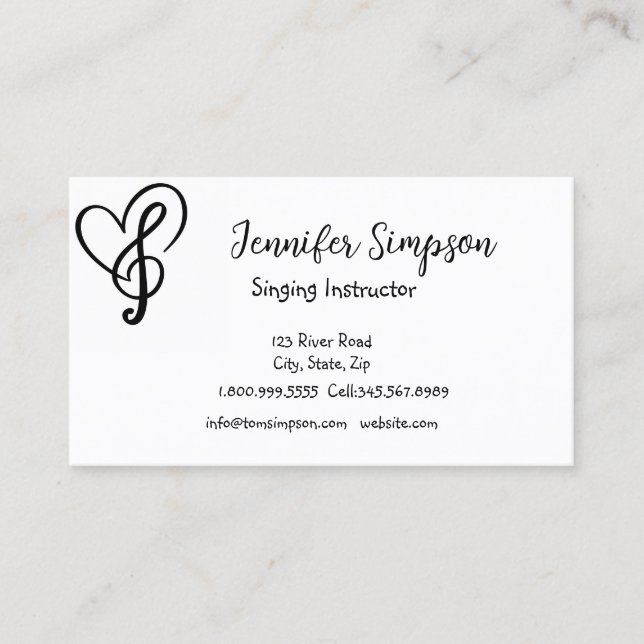 Musician Musical Music Notes Singing Instructor  B Business Card (Front)
