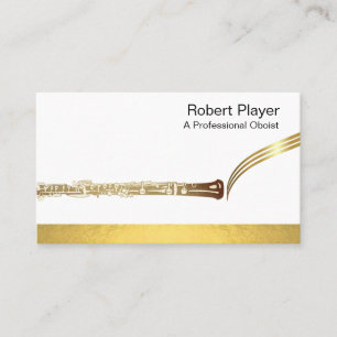 Musician Oboist Player Music Gold Oboe Waves  Business Card