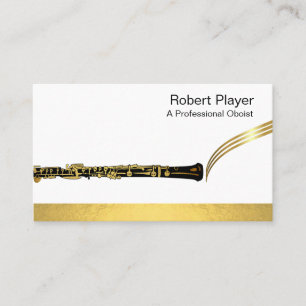 Musician Oboist Player Music Gold Oboe Waves  Business Card