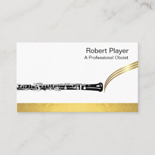 Musician Oboist Player Music Gold Oboe Waves  Business Card
