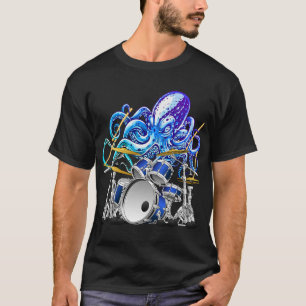 Musician Octopus Drummer Mythical Sea Serpent Play T-Shirt