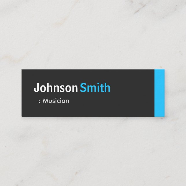 Musician - Personal Aqua Blue Mini Business Card (Front)