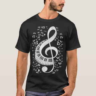 Musician Pianist Music Notes Keyboard Treble Clef T-Shirt