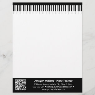 Musician Piano Keys Music Business QR Code Custom Letterhead