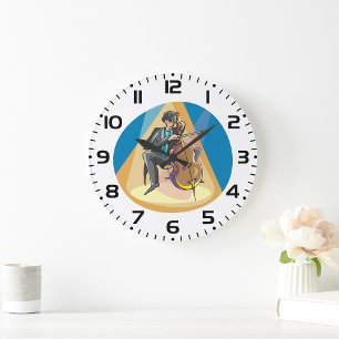 Musician Playing The Chello Large Clock