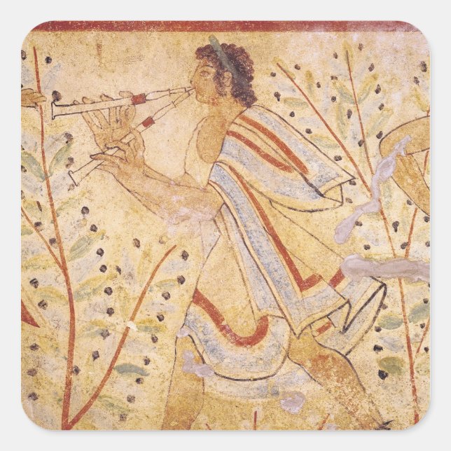 Musician playing the Pipes Square Sticker (Front)