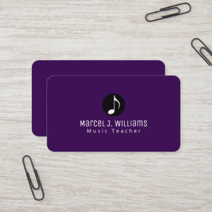 Musician Purple Business Card With Musical Note