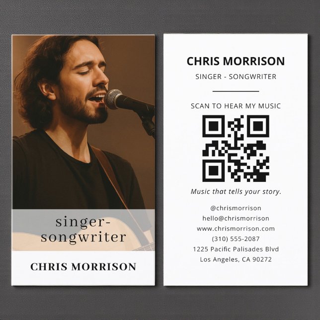 Musician QR Code Photo Singer Songwriter Business Card (Creator Uploaded)