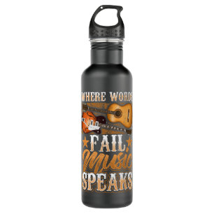 Musician Quote Where Words Fail Music Speaks Guita 710 Ml Water Bottle