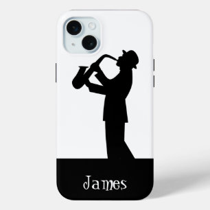 Musician Saxophone Silhouette Quote Art Customise iPhone 15 Mini Case