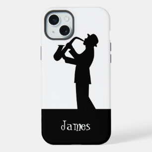 Musician Saxophone Silhouette Quote Art Customise iPhone 15 Plus Case