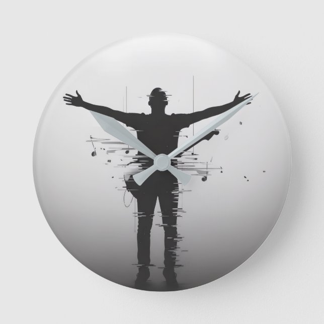 Musician Silhouette Round Clock (Front)